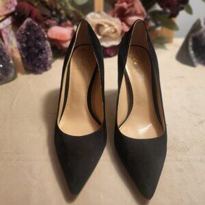 Vince Camuto Suede Black Chunky Heel 8.5